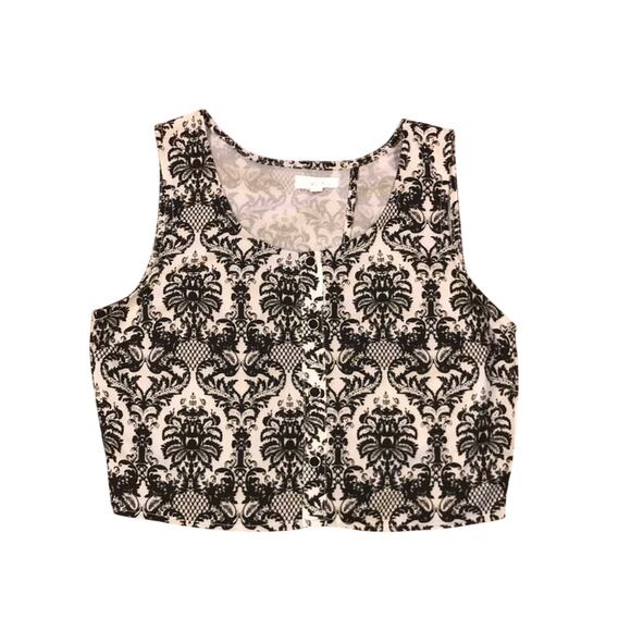 Mine Crop Top Damask Print - Picture 1 of 3